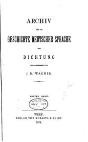 Tapa de Archiv für die Geschichte deutscher Sprache und Dichtung