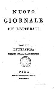 Tapa de Nuovo giornale de' letterati [formerly Giornale de' letterati]. [With] Indice