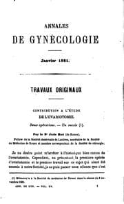 Tapa de Annales de gynécologie et d'obstétrique
