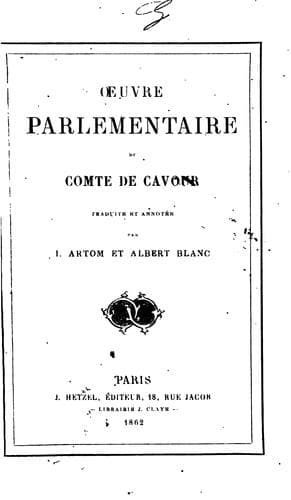 Tapa de Oeuvre parlamentaire du comte de Cavour
