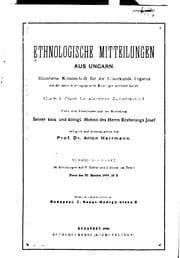 Tapa de Ethnologische Mitteilungen aus Ungarn