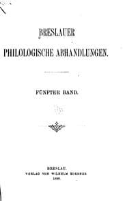 Tapa de Breslauer philologische Abhandlungen