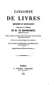 Tapa de Catalogue de livres imprimés et manuscrits faisant partie de la bibliothèque ...