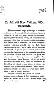 Tapa de De Sallustii libro vaticano 3864 recensendo ...
