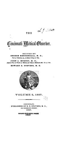Tapa de The Cincinnati Medical Observer ...