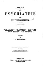 Tapa de ARCHIV FUR PSYCHIATRIE UND NERVENKRANKHEITEN
