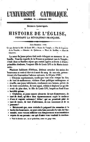 Tapa de L'Université catholique