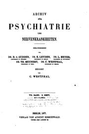Tapa de Archiv fuer psychiatrie und nervenkrankheiten