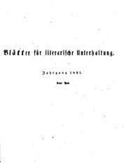 Tapa de Blätter für literarische Unterhaltung