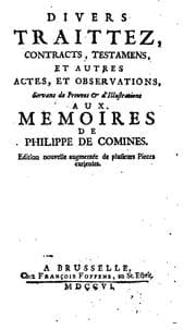 Tapa de Memoires de Messire Philippe de Comines seigneur d'Argenton