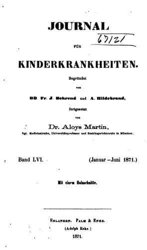 Tapa de Journal für Kinderkrankheiten