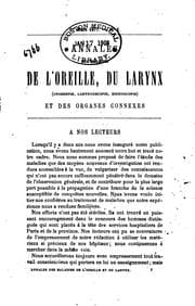 Tapa de Annales des maladies de l'oreille, du larynx, du nez et du pharynx