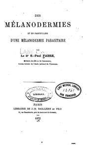 Tapa de Des mélanodermies et en particulier d'une mélanodermie parasitaire