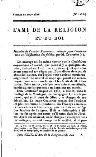 Tapa de L'Ami de la religion