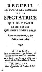 Tapa de Recueil de toutes les feuilles de la Spectatrice qui ont paru et de celles qui n'ont point paru