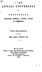 Tapa de Annali universali di statistica, economia pubblica, storia, viaggi e commercio