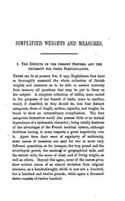 Tapa de Simplified weights and measures on a natural system applicable to most civilized nations