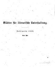 Tapa de Blätter für literarische Unterhaltung