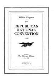 Tapa de Official Program of the Republican National Convention 1920: Held at the ...