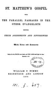 Tapa de St. Matthew's gospel, with the parallel passages in the other evangelists, with notes [by J. Stark].