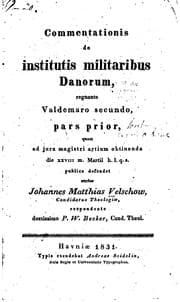 Tapa de Commentationis de institutis militaribus Danorum, regnante Valdemaro Secondo ...
