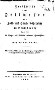 Tapa de Denkschrift über Zollwesen und Zoll- und Handels-vereine in Deutschland ...