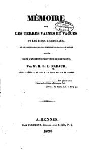 Tapa de Mémoire sur les terres vaines et vagues et les biens communaux: et en ...