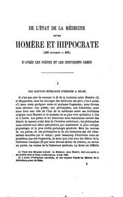 Tapa de État de la médecine entre Homère & Hippocrate: anatomie, physiologie, pathologie, médecine ...