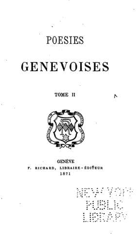Tapa de Poésies genevoises