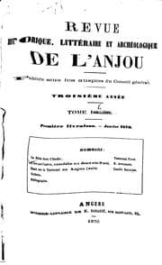 Tapa de Revue historique, littéraire et archéologique de l'Anjou