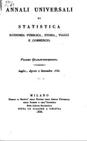 Tapa de Annali universali di statistica, economia pubblica, storia, viaggi e commercio
