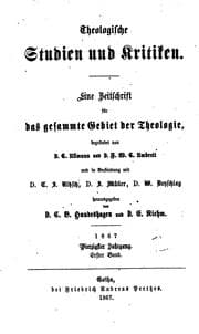 Tapa de Theologische Studien und Kritiken, in Verbindung mit D. Gieseler, D. Lücke ...