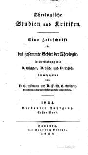 Tapa de Theologische Studien und Kritiken, in Verbindung mit D. Gieseler, D. Lücke ...