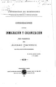 Tapa de Consideraciones sobre inmigración y colonización