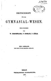 Tapa de Sokrates: Zeitschrift für das Gymnasialwesen