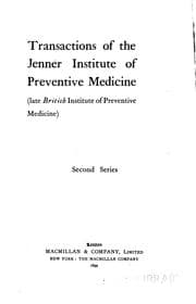 Tapa de Transactions of the Jenner Institute of Preventive Medicine. v.2, 1899