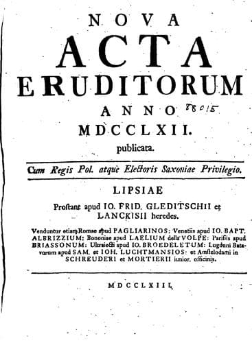 Tapa de Nova acta eruditorum