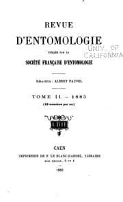 Tapa de Revue d'Entomologie