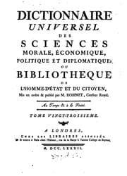Tapa de Dictionnaire universel des sciences morale, économique, politique et diplomatique; ou Bibliotheque de l'homme-d'état et du citoyen