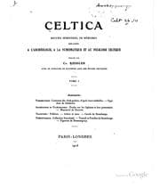 Tapa de Celtica: recueil semestriel de mémoires relatifs à l'archéologie, à la ...