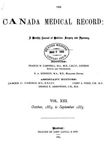 Tapa de The Canada Medical Record