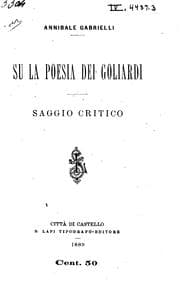 Tapa de Su la poesia dei Goliardi, saggio critico