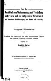 Tapa de Über das Verhältnis von Wahrnehmung und Vorstellung unter sich und zur ..