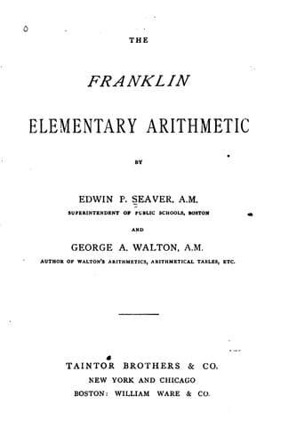 Tapa de The Franklin Elementary Arithmetic