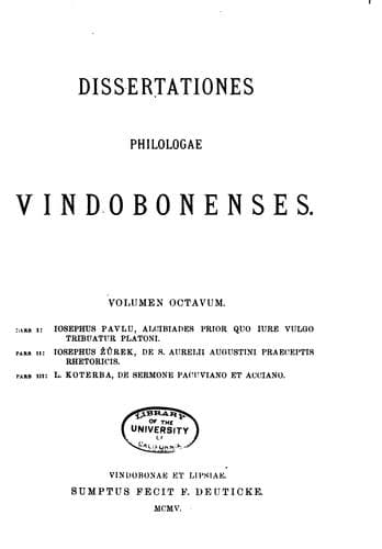 Tapa de Dissertationes philologae vindobonenses