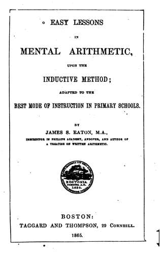 Tapa de Easy Lessons in Mental Arithmetic: Upon the Inductive Method : Adapted to the Best Mode of ...