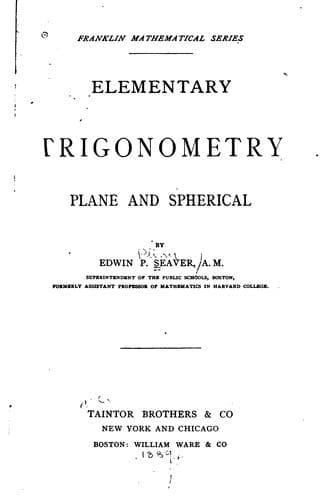 Tapa de Elementary Trigonometry, Plane and Spherical