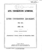 Tapa de Lunds universitets årsskrift: Acta Universitatis Lundensis. Nova series