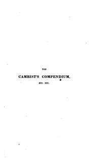 Tapa de The cambist's compendium; or, Two familiar ... treatises on bills of exchange ... on ..