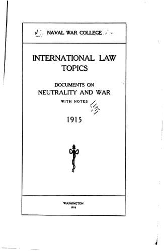 Tapa de Documents on Neutrality and War with Notes 1915